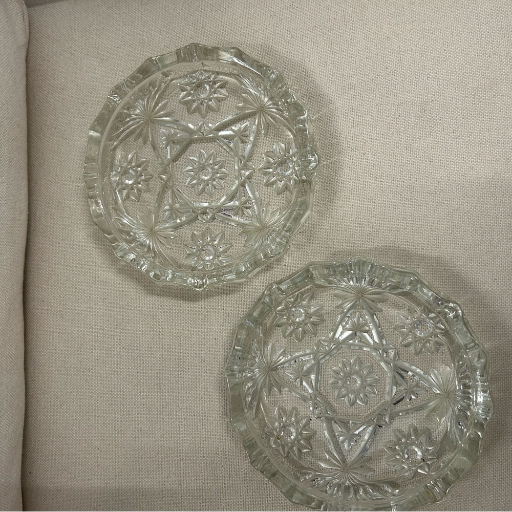 Elegant Pair of Vintage Crystal Glass “Ashtrays”